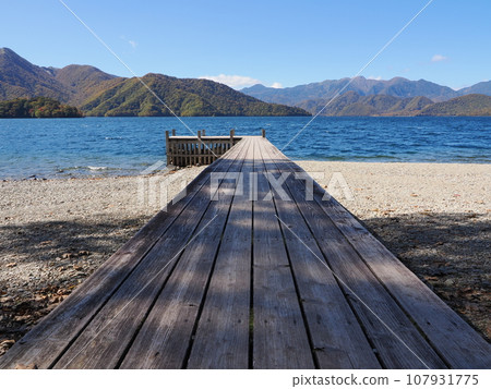 Oku-Nikko: Pier of the Italian Embassy Villa over Lake Chuzenji 107931775