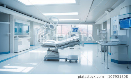 Empty operating room in a hospital Interior of an operating room in clinic with modern medical equipment 107931808
