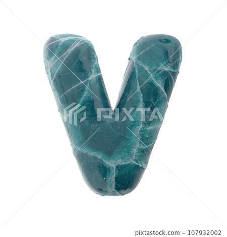 cracked ice letter V - Upper-case 3d frozen font - suitable for Nature, winter or Christmas related subjects 107932002
