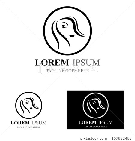 beautiful hairstyles and waves hair icon vector design template 107932493