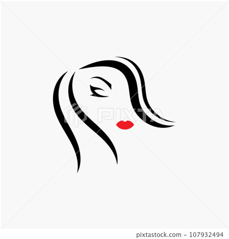 beautiful hairstyles and waves hair icon vector design template 107932494