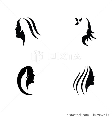 beautiful hairstyles and waves hair icon vector design template 107932514
