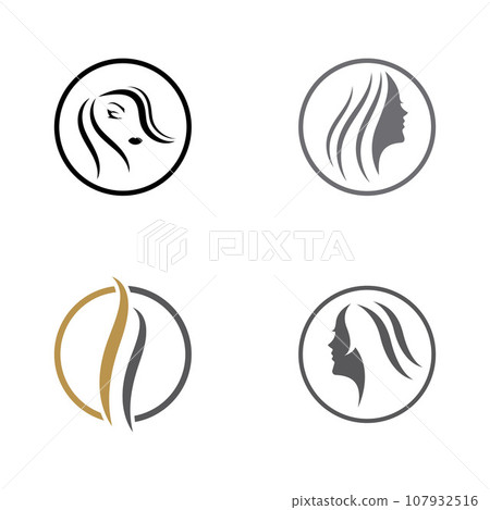 beautiful hairstyles and waves hair icon vector design template 107932516