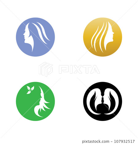 beautiful hairstyles and waves hair icon vector design template 107932517