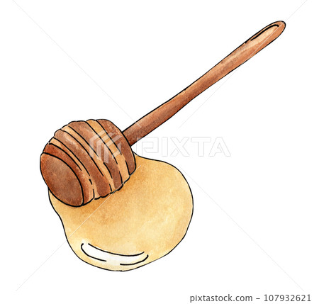 Honey stick. Watercolor illustration. 107932621