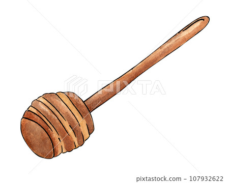 Honey stick. Watercolor illustration. 107932622