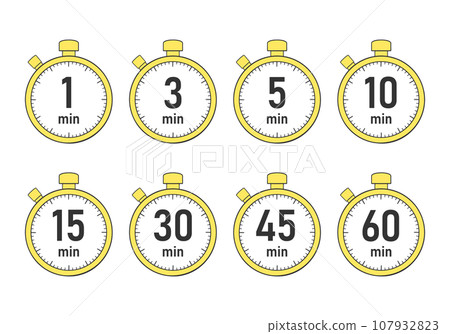 Timer/stopwatch illustration material set 107932823