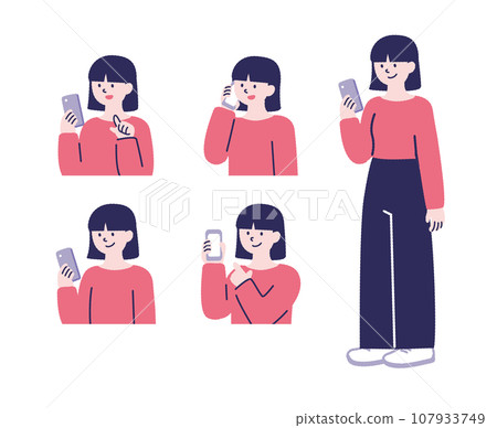 Illustration material of a person using a smartphone 107933749