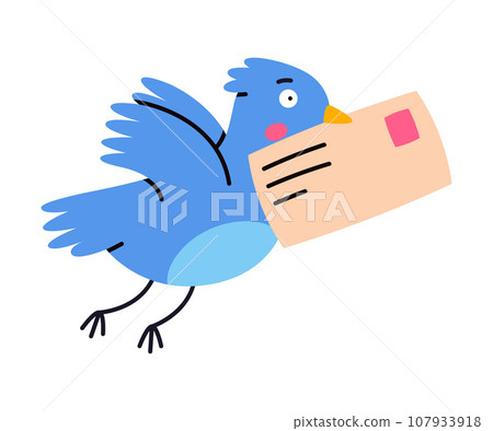 Blue Bird Carry Letter Envelope Flying with Post Vector Illustration Blue Bird Carry Letter Envelope Flying with Post Vector Illustration 107933918