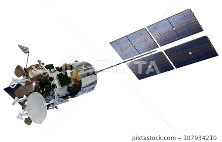 Modern telecommunication satellite isolated 107934210