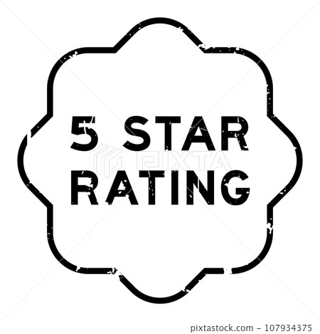 Grunge black 5 star rating word rubber seal stamp on white background Grunge black 5 star rating word rubber seal stamp on white background 107934375