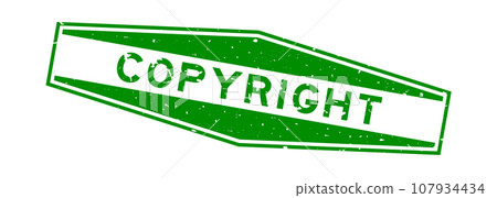 Grunge green copyright word hexagon rubber seal stamp on white background 107934434