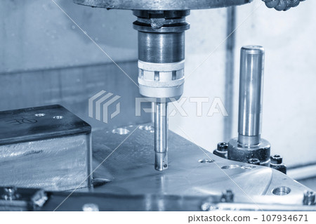 The CNC milling machine rough cutting the injection mold parts by indexable tools. The CNC milling machine rough cutting the injection mold parts by indexable tools. 107934671