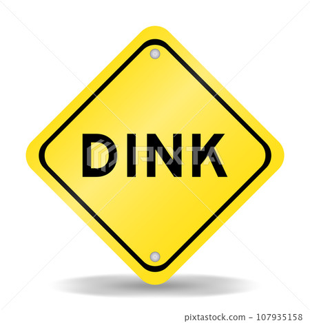 Yellow color transportation sign with word DINK (Abbreviation of Double income, no kids or Dual income, no kids) on white background Yellow color transportation sign with word DINK (Abbreviation of Double income, no kids or Dual income, no kids) on white background 107935158