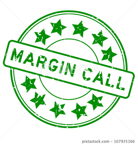 Grunge green margin call word with star icon round rubber seal stamp on white background 107935166