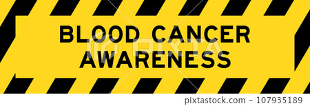 Yellow and black color with line striped label banner with word blood cancer awareness Yellow and black color with line striped label banner with word blood cancer awareness 107935189