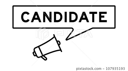 Megaphone icon with speech bubble in word candidate on white background 107935193