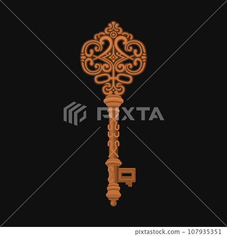 Gold Retro Key on White Background. Vector Gold Retro Key on White Background. Vector 107935351