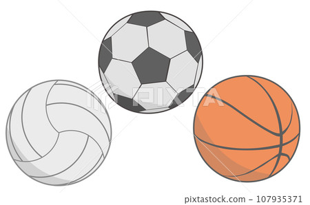 soccer ball, volleyball and basketball soccer ball, volleyball and basketball 107935371