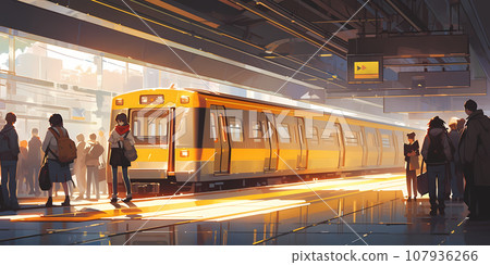 車站月台上停著的火車,可用作 TRPG 和遊戲的背景 車站月台上停著的火車,可用作 TRPG 和遊戲的背景 107936266