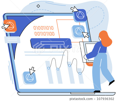 Application testing metaphor. Vector illustration. Application testing, crucible where coding errors are uncovered and rectified App test, sandbox for validating apps functionality Software testing 107936302
