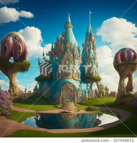 Fairy tale castle in fantasy kingdom 107936653