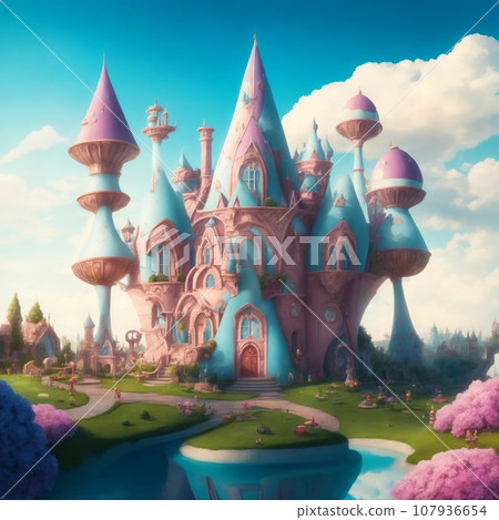 Fairy tale castle in fantasy kingdom 107936654