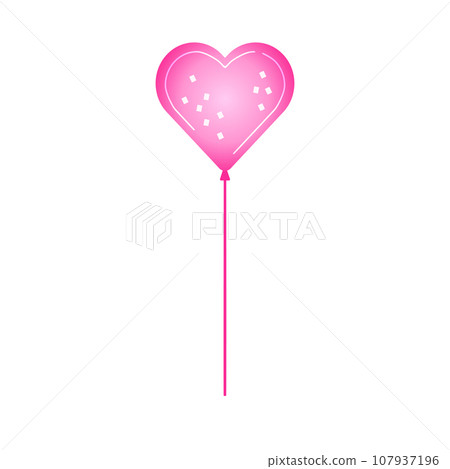 heart-shaped pink balloon with string 107937196