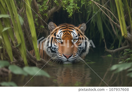 tiger in the river tiger in the river 107937608