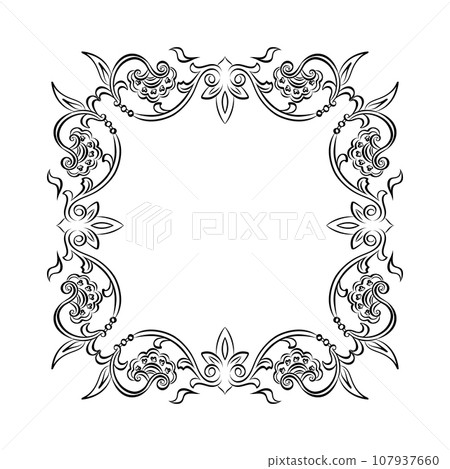 Greek vector round frame, antique border from Greece. Greek decorative element flower 107937660