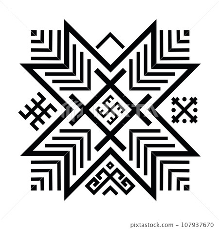 Old baltic Folk star or flower snowflake symbol. 107937670