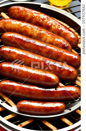 sausages on a grill 107937682