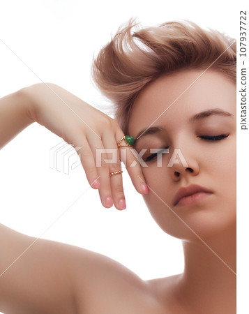 Beautiful girl with set jewelry . Woman with a Beautiful girl with set jewelry . Woman with a 107937722