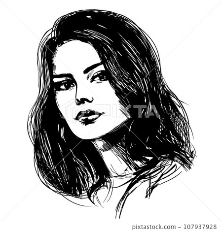 Black and white female portrait 107937928