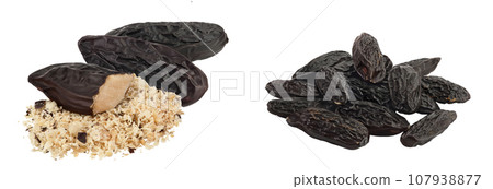 Tonka bean isolated on white background with  full depth of field. Bean of Dipteryx odorata 107938877