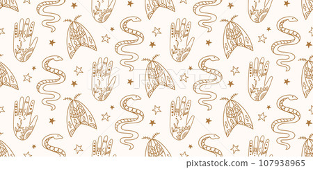Witchcraft Seamless pattern. Mystical background 107938965