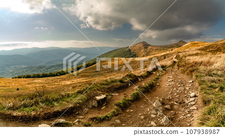 Polonina Wetlinska, Bieszczady mountain, Bieszczady National Park, Poland. 107938987