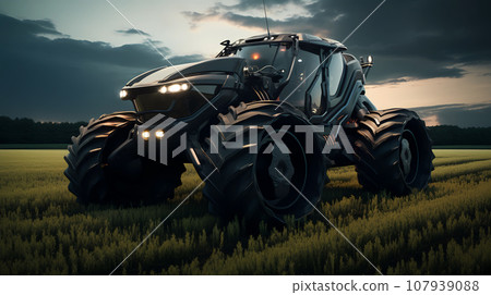 Futuristic Tractor Hyperrealistic 3D-Style Concept 107939088