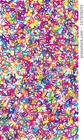 Concept of school background. Colorful childish falling letters of English language. Foreign languages study concept. Back to school banner on white background. Concept of school background. Colorful childish falling letters of English language. Foreign languages study concept. Back to school banner on white background. 107939203