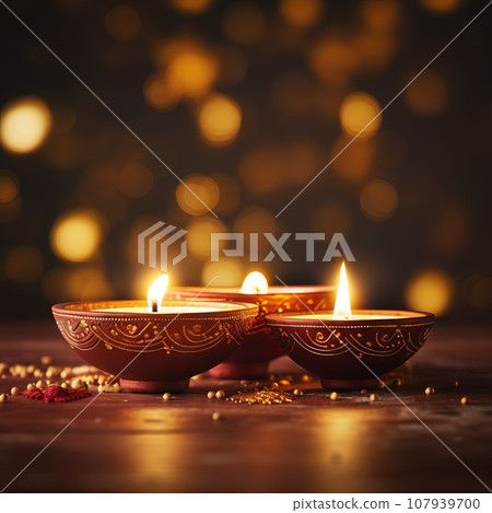 happy Diwali celebration festival Indian traditional candles and oil lamps Generative AI happy Diwali celebration festival Indian traditional candles and oil lamps Generative AI 107939700