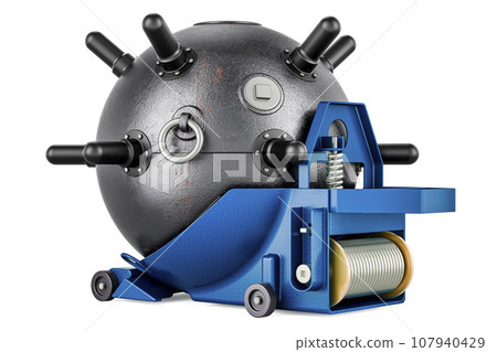 Naval Mine, contact mine. 3D rendering Naval Mine, contact mine. 3D rendering 107940429
