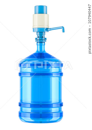 Bottled Water with pump dispenser, 3D rendering Bottled Water with pump dispenser, 3D rendering 107940447
