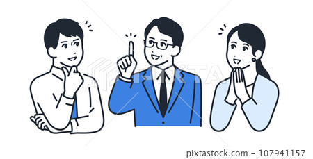 Simple vector illustration set material of a boss and subordinate who come up with a solution Simple vector illustration set material of a boss and subordinate who come up with a solution 107941157