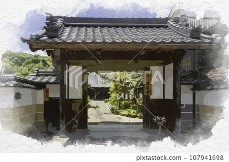 Watercolor style Hirafuku Kyogenji Temple Sayo-cho, Sayo-gun, Hyogo Prefecture 107941698