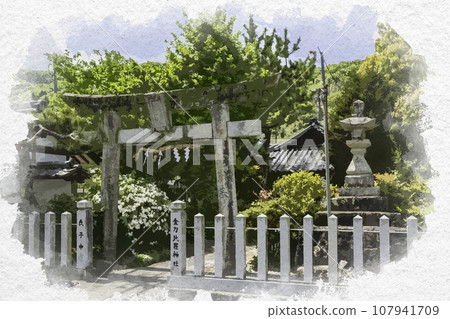 水彩風格平福琴平神社兵庫縣佐用郡佐用町 107941709