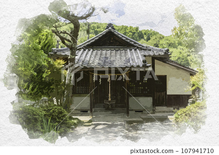 Watercolor style Hirafuku Kotohira Shrine Sayo-cho, Sayo-gun, Hyogo Prefecture 107941710