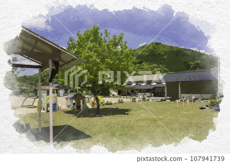 水彩風格平福佐用町裡上保育園 兵庫縣佐用郡佐用町 水彩風格平福佐用町裡上保育園 兵庫縣佐用郡佐用町 107941739