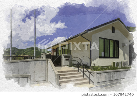 水彩風格平福佐用町裡上保育園 兵庫縣佐用郡佐用町 水彩風格平福佐用町裡上保育園 兵庫縣佐用郡佐用町 107941740