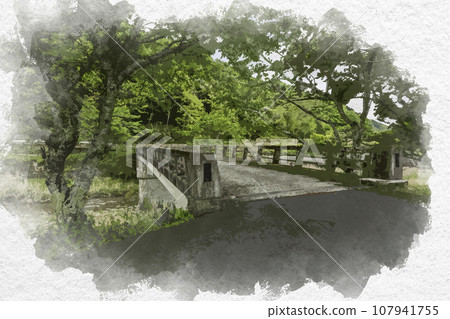 水彩風格平福行動河金倉橋兵庫縣佐用郡佐用町 107941755