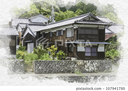 兵庫縣佐用郡佐用町水彩風格平福河畔風景 兵庫縣佐用郡佐用町水彩風格平福河畔風景 107941780